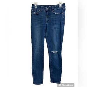GAP Denim 29R Dark Washed Distressed Skinny Jeans